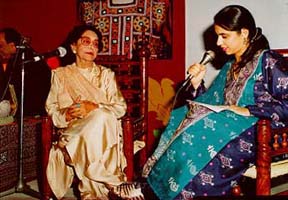 Malika Pukhraj Being interviewed by her granddaughter Roshaneh Zafar